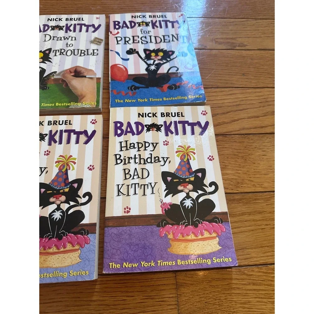 Bundle 4 Nick Bruel‎ Bad Kitty Books Lot Childrens Chapter Books Set of 4